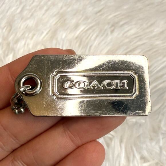 1.5” COACH Silver Fob Bag Charm Hang tag Hangtag - Picture 1 of 2
